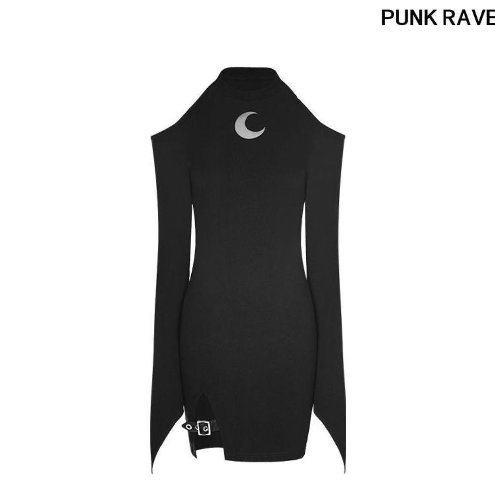 Punk Rave Luna Queen Women's Black Cold Shoulder Dress